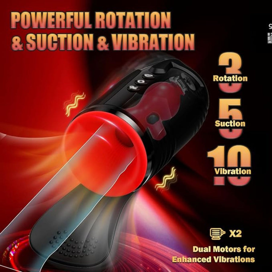 Premium 4-in-1 Rotating Masturbator with Suction & Testicle Vibration