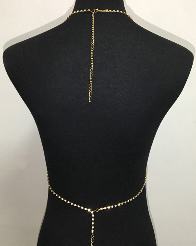 Halter Necklace Bra Crystal Chest Chain