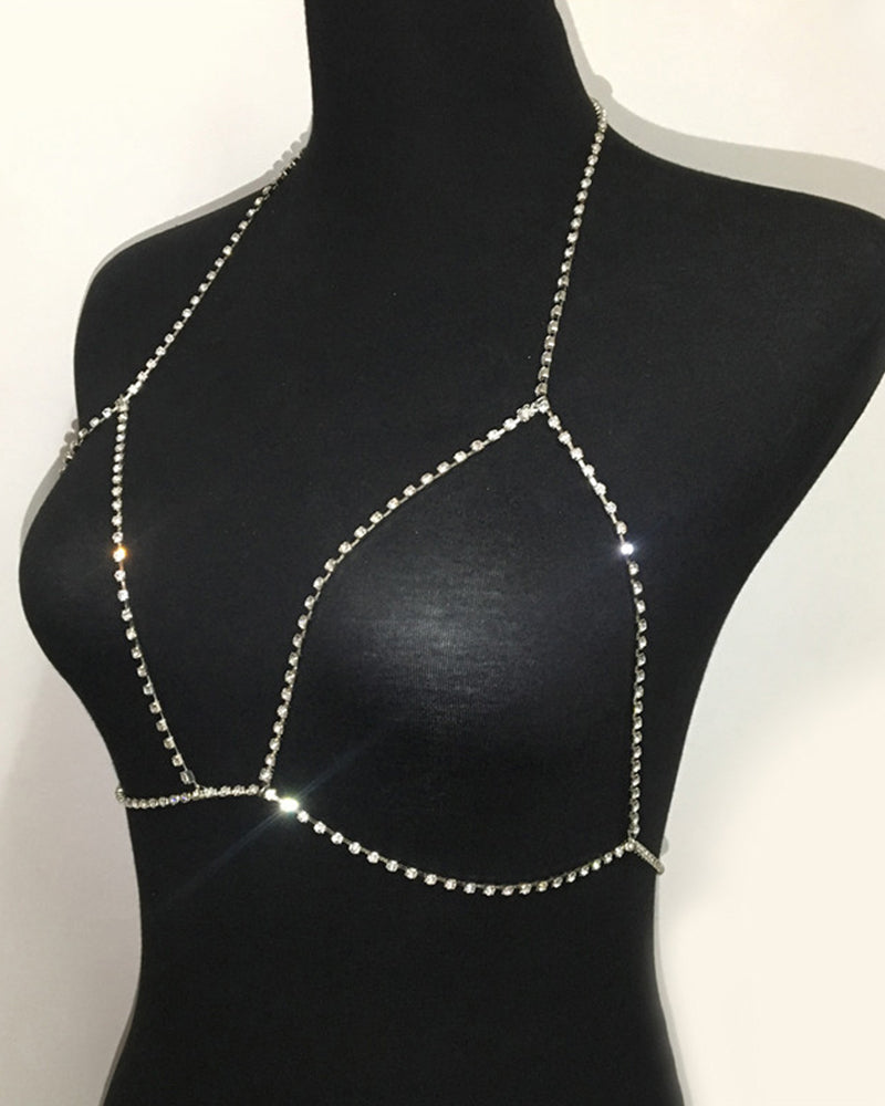 Halter Necklace Bra Crystal Chest Chain