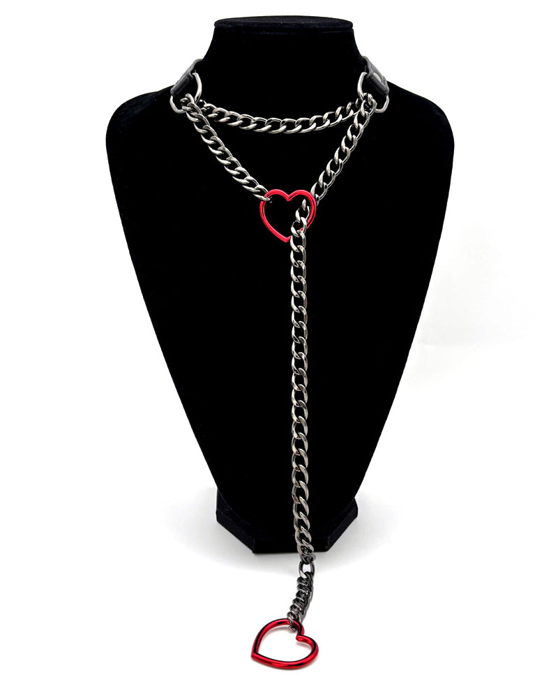 Heart Choker Collar O-ring Slip Chain