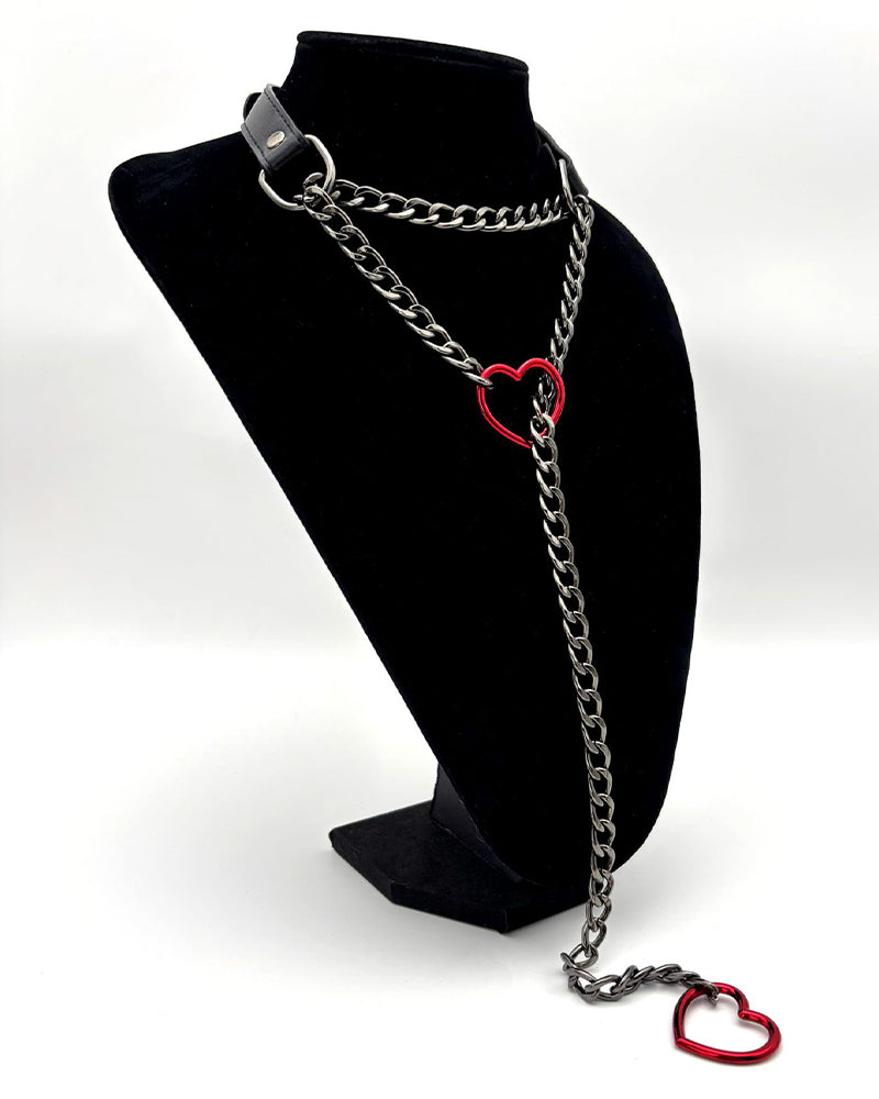 Heart Choker Collar O-ring Slip Chain