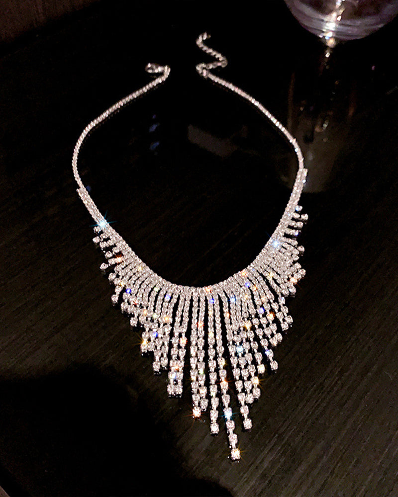 Crystal Tassel Rhinestones Choker Necklaces