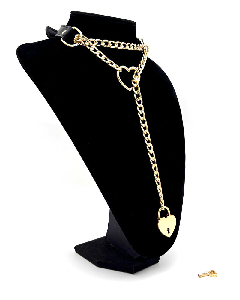 Slip Chain Necklace Heart Locker With Key