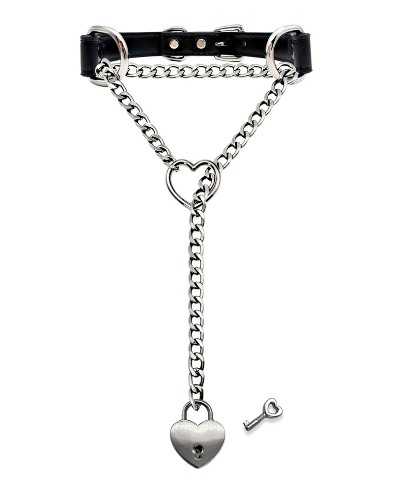 Slip Chain Necklace Heart Locker With Key