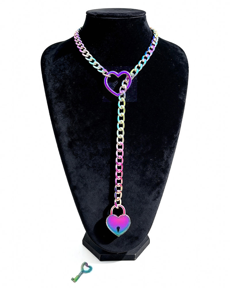 Slip Chain Necklace Heart Locker With Key