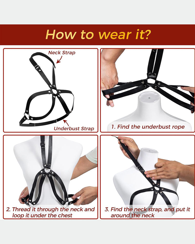 How to wear black leather bondage belt: Step-by-step guide with adjustable strap instructions.