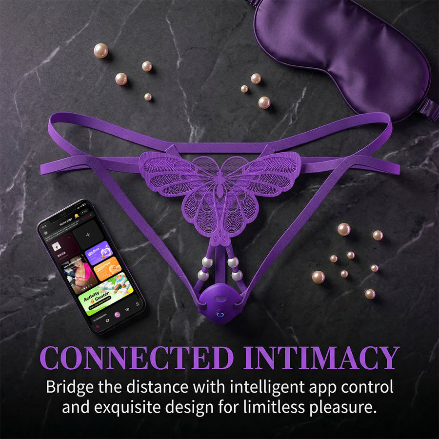 Butterfly Pearl Vibrating Open-Crotch Panties