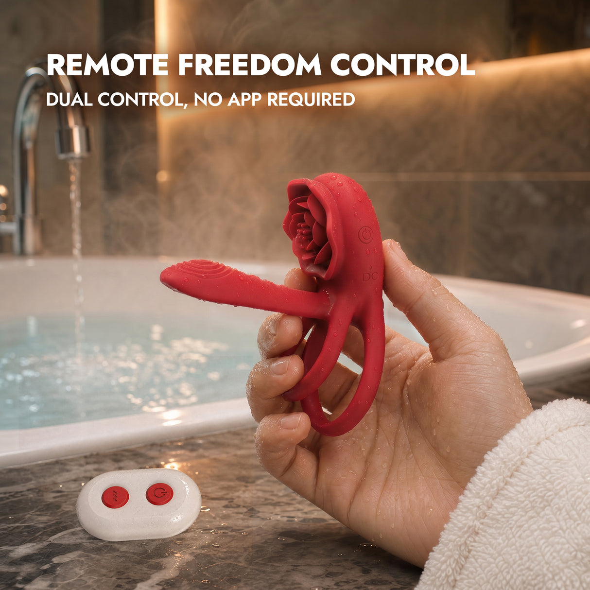 Dual Motor Vibrating Cock Ring with Rose Clitoral Stimulator for Couples