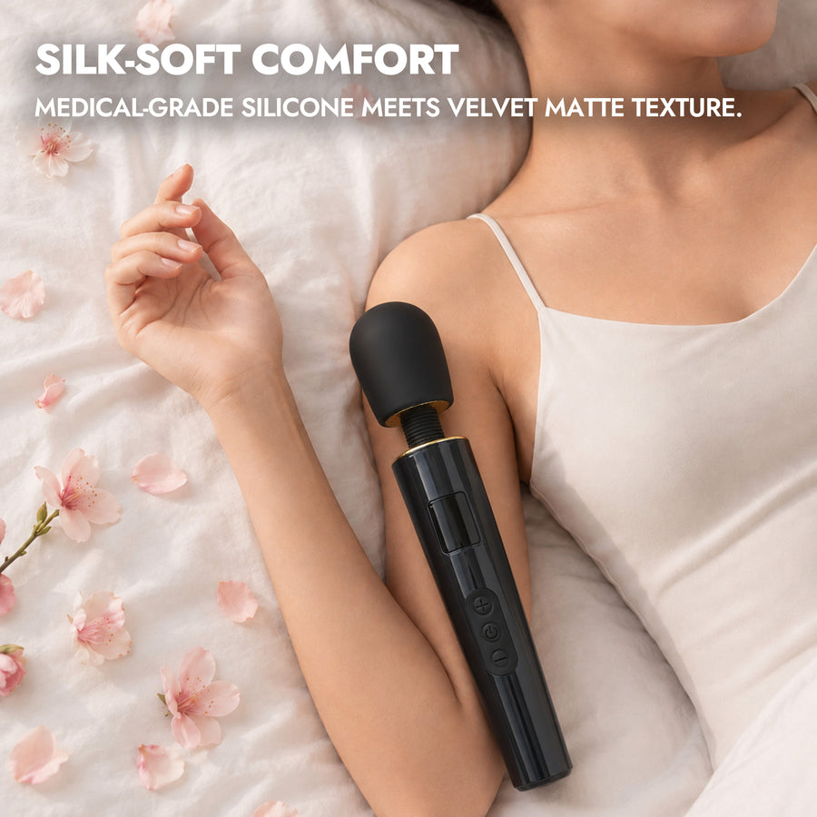 Medical-Grade Silicone 360° Flexible Wand Vibrator with 9 Modes & LED Display