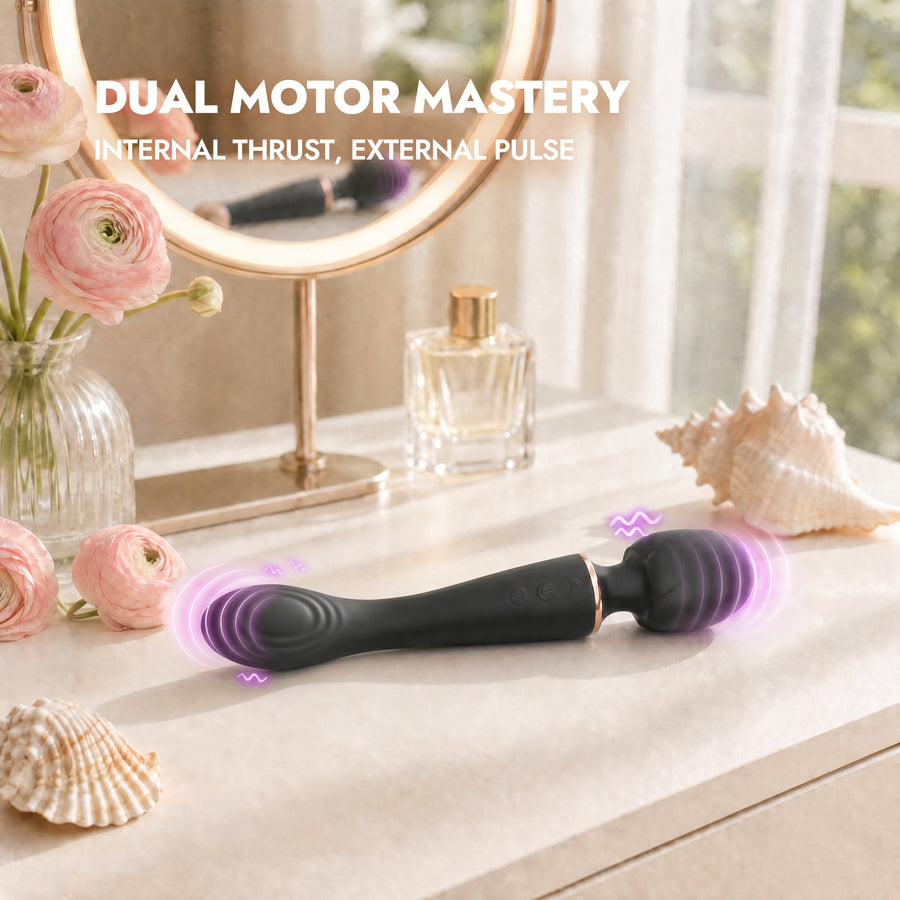 Medical-Grade Silicone Dual Motor Wand Massager G-Spot & Clitoral Vibrator