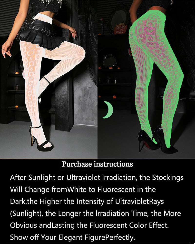Luminous Green Nylon Stockings Pantyhose