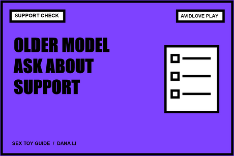 Editorial card: Buying a Discontinued Sex Toy: Questions About Parts and Support; support check.