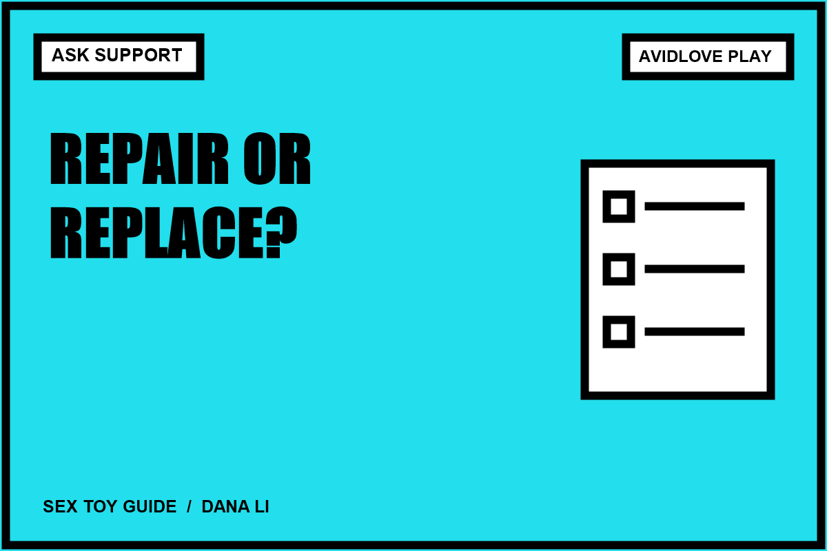 Editorial card: Repair or Replace a Sex Toy? A Support-First Decision Guide; ask support.