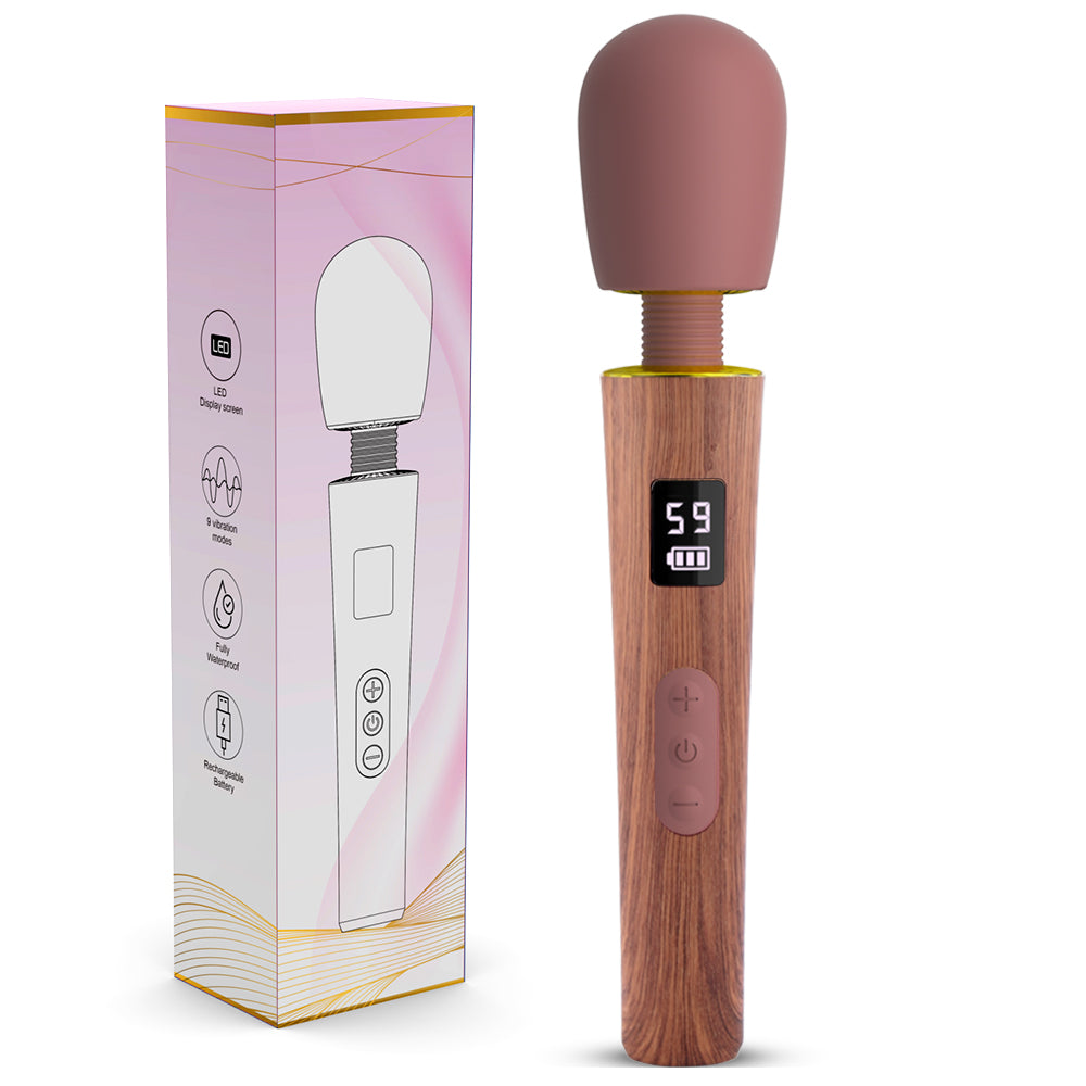 Medical-Grade Silicone 360° Flexible Wand Vibrator with 9 Modes & LED Display