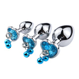 Heart Shaped Metal Anal Butt Plug Trainer Set with Jewels