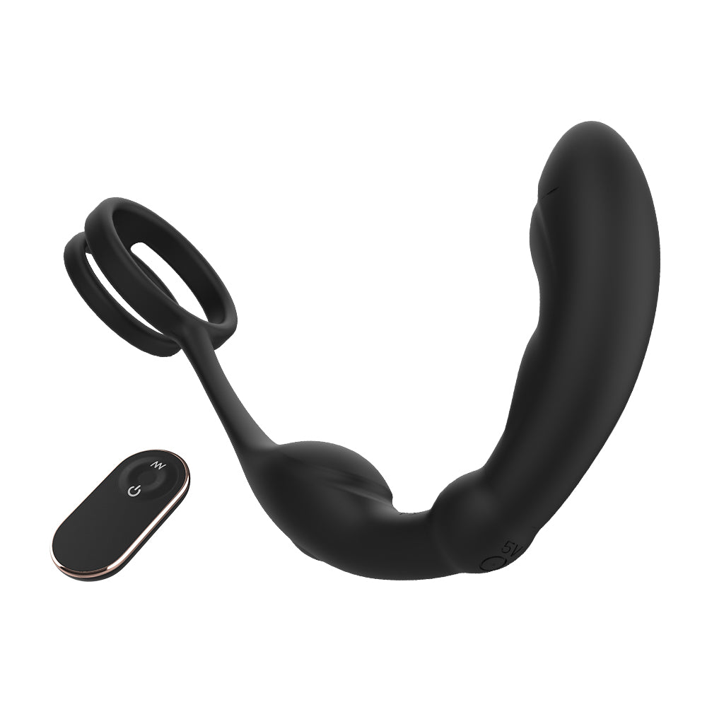 Small 3-in-1 Vibration Prostate Massager with Cock Ring & Perineum Stimulation