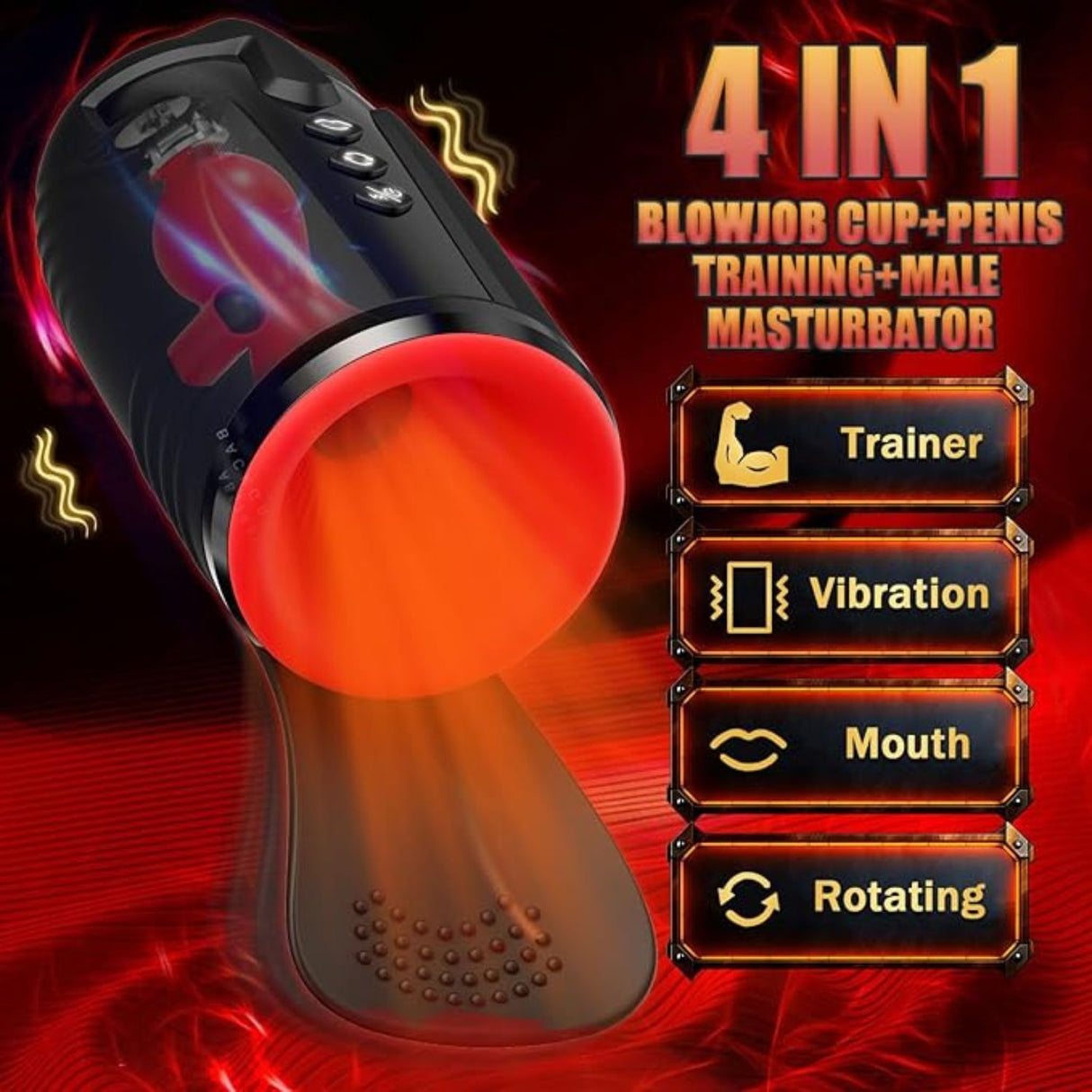 Premium 4-in-1 Rotating Masturbator with Suction & Testicle Vibration