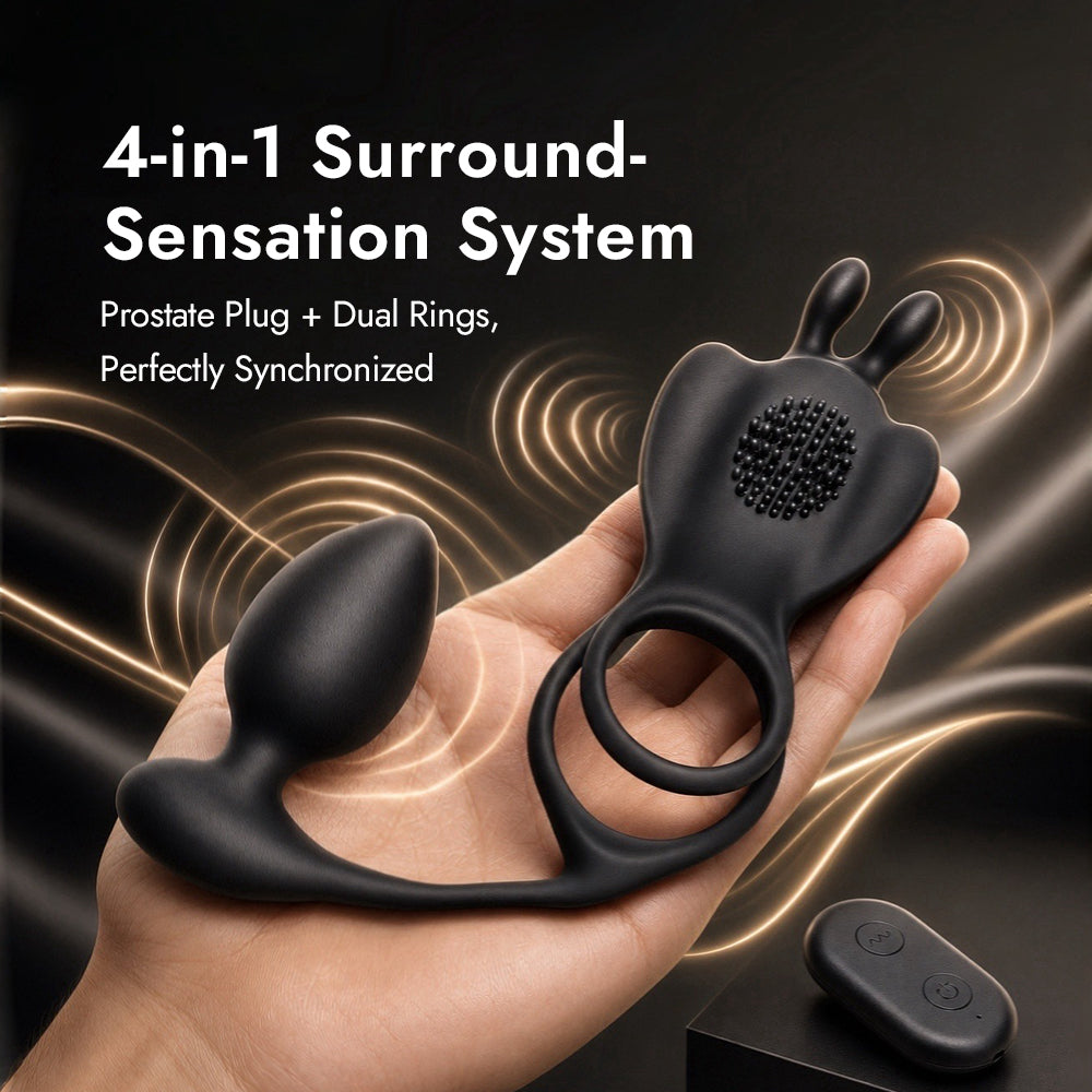 4-in-1 Vibrating Prostate Ring with Remote