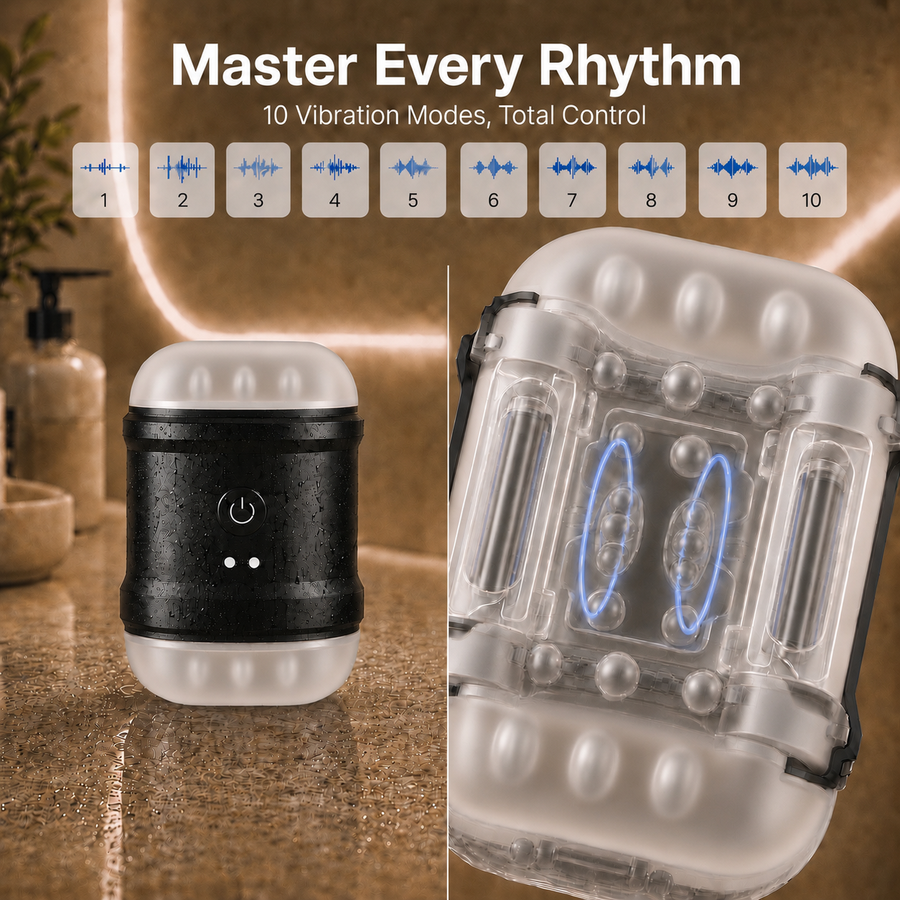 10 Frequency Dual Motor Vibrating Male Masturbator