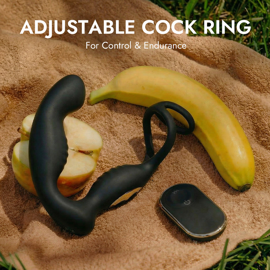 Medium 3-in-1 Rotation Prostate Massager with Cock Ring & Perineum Stimulation