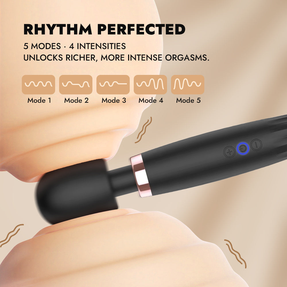 5-in-1 Rechargeable Magic Wand Vibrator with Flex Neck & 4 Attachments