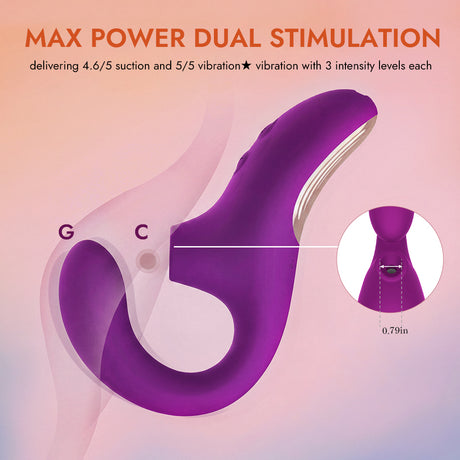 Curved Clitoral & G-Spot Dual Stimulation Vibrator with Max Suction and Vibration