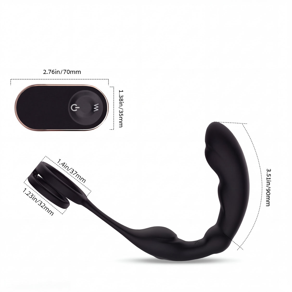 Small 3-in-1 Vibration Prostate Massager with Cock Ring & Perineum Stimulation