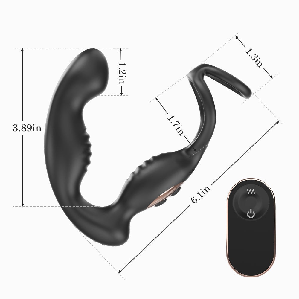 Medium 3-in-1 Rotation Prostate Massager with Cock Ring & Perineum Stimulation