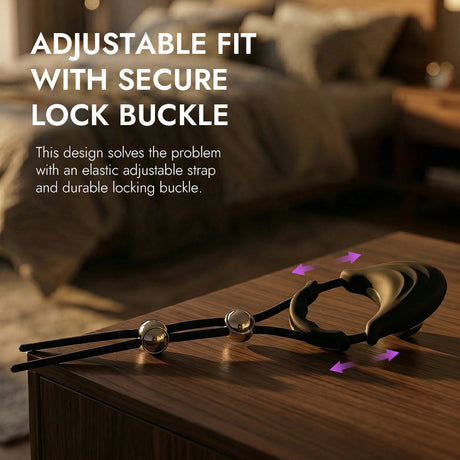 Adjustable Vibrating Cock Ring with Secure Lock Buckle