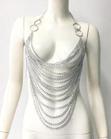 Chain Asymmetrical Hem Halter Crop Top