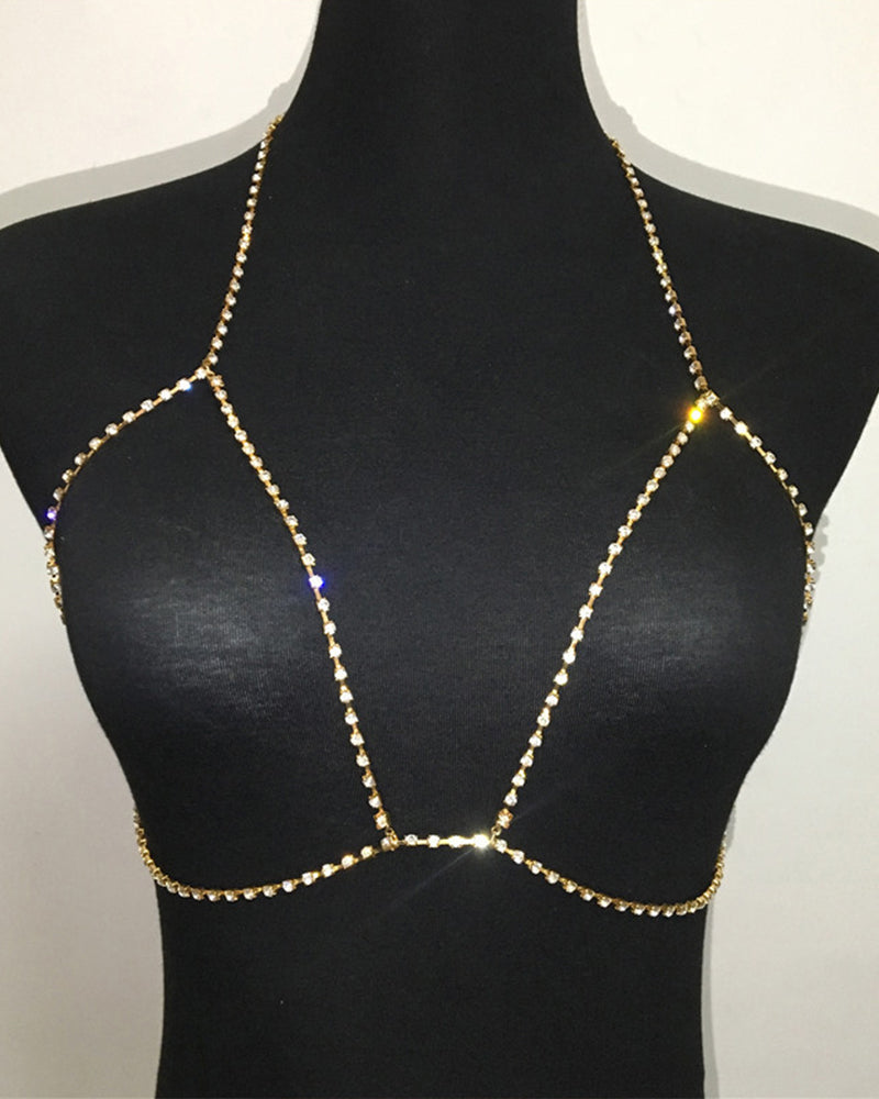 Halter Necklace Bra Crystal Chest Chain