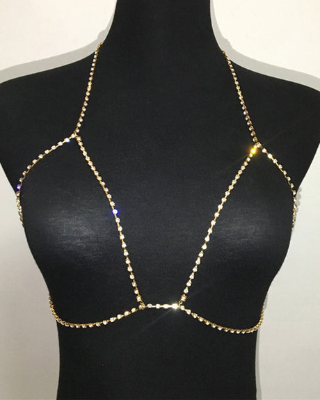 Halter Necklace Bra Crystal Chest Chain