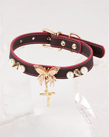 Temperature-Sensitive Color-Changing Butterfly Spiked Leather Collars
