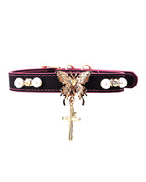 Temperature-Sensitive Color-Changing Butterfly Spiked Leather Collars