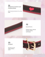 Temperature-Sensitive Color-Changing Bell Heart-Shaped Leather Collars