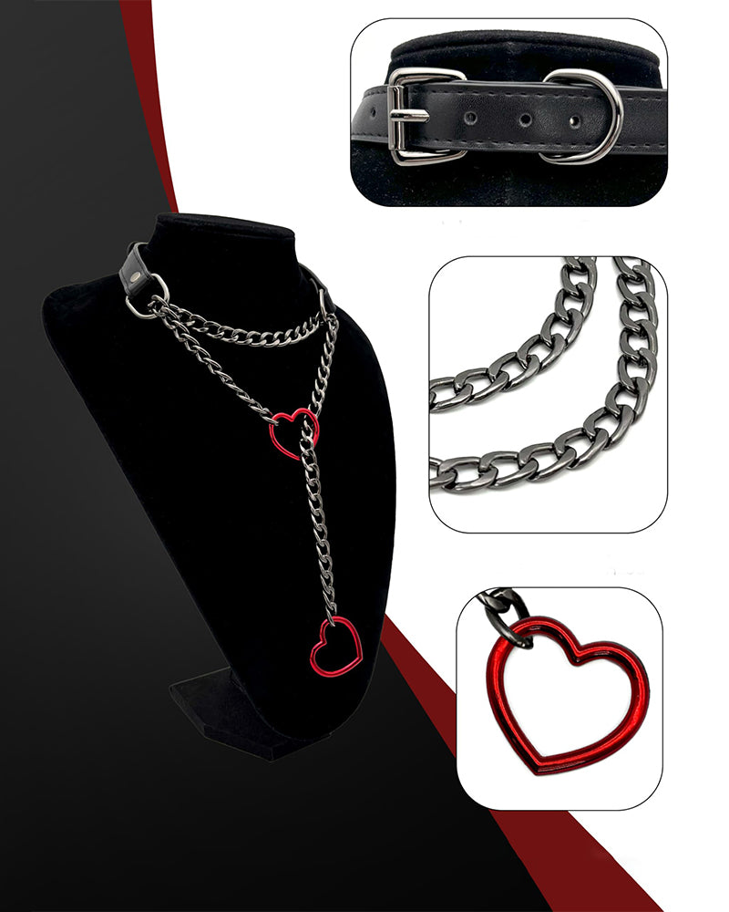 Heart Choker Collar O-ring Slip Chain