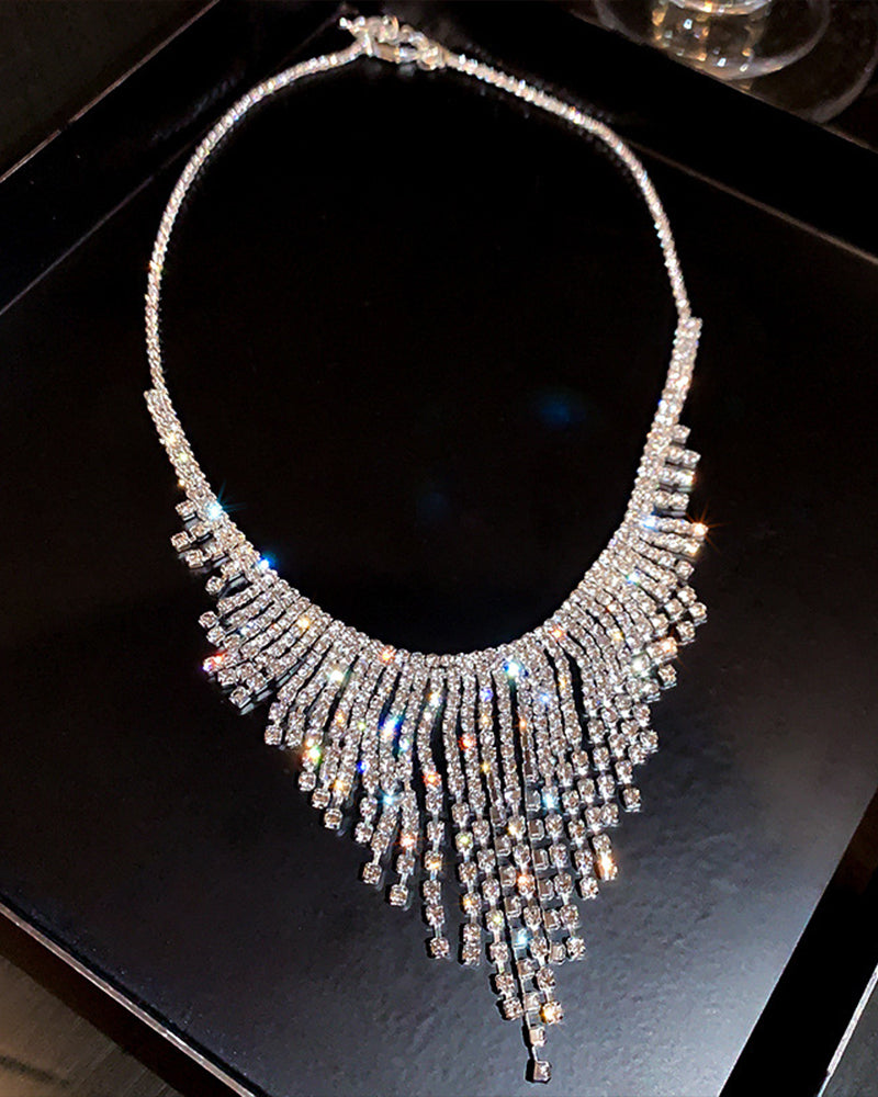 Crystal Tassel Rhinestones Choker Necklaces