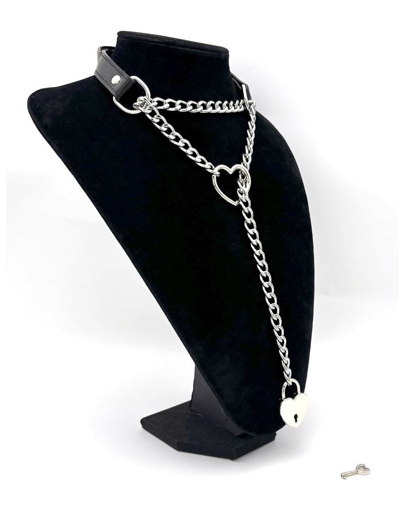 Slip Chain Necklace Heart Locker With Key