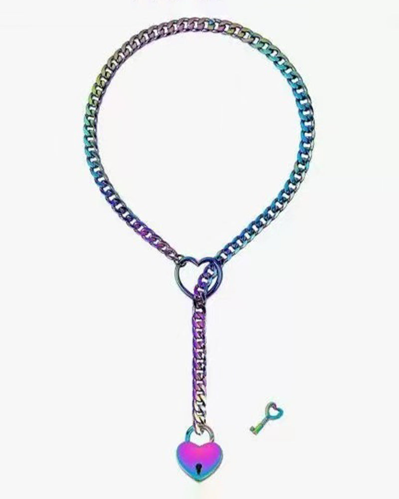 Slip Chain Necklace Heart Locker With Key