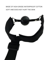 Black adjustable mouth gag set with waterproof cotton, for intimate sessions