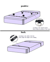 SM Bed Restraint Set diagram: Adjustable restraints with instructions for intimate exploration.