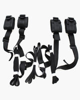 Black SM sex toy restraint band set with adjustable cuffs and straps for intimate exploration.