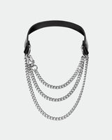 SM Supplies Collar Neck Cover with black leather and silver chains