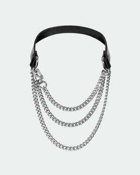 SM Supplies Collar Neck Cover with black leather and silver chains