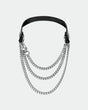 SM Supplies Collar Neck Cover with black leather and silver chains