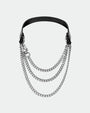 SM Supplies Collar Neck Cover with black leather and silver chains