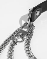 SM Supplies Collar Neck Cover: black leather collar with silver chain and clasp