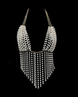 Chain White Pearl Suspender Silver Chain Top