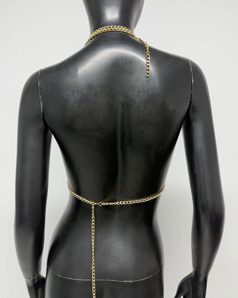 Chain White Pearl Suspender Silver Chain Top