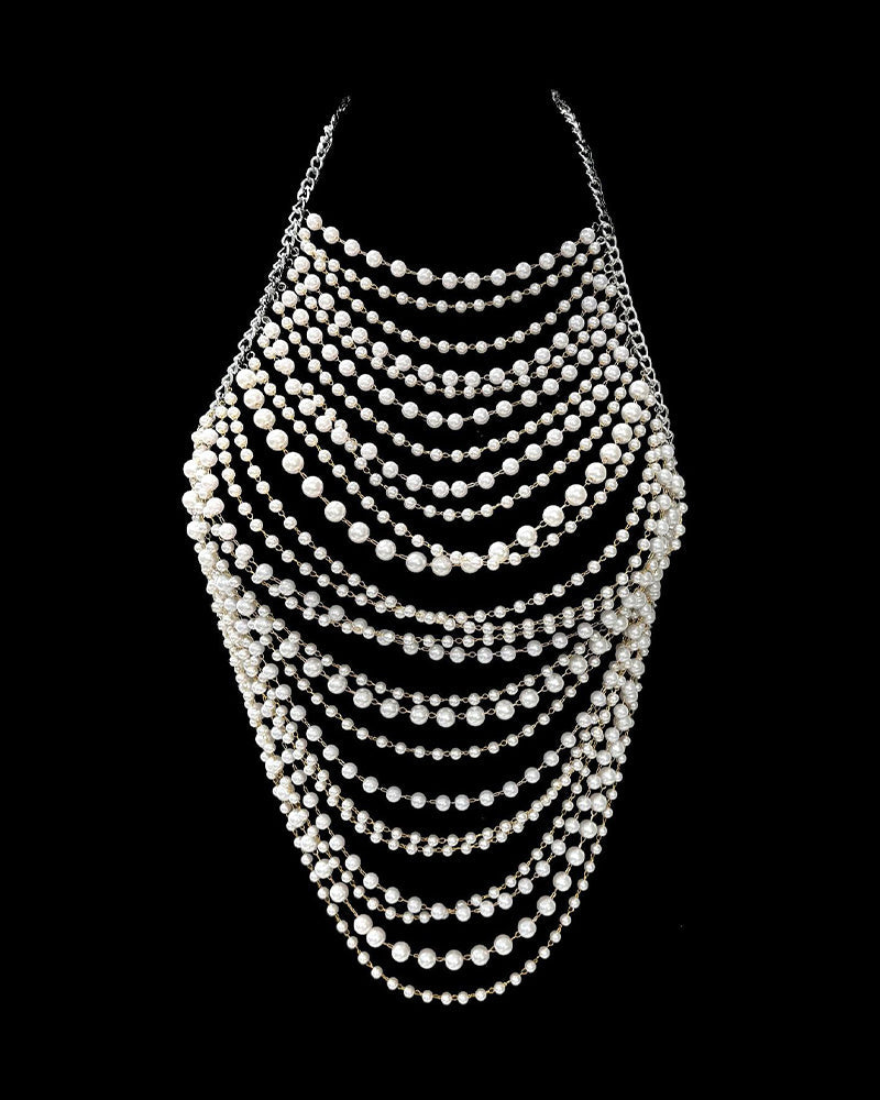 Pearl Halter Body Chain Party Chest Chain